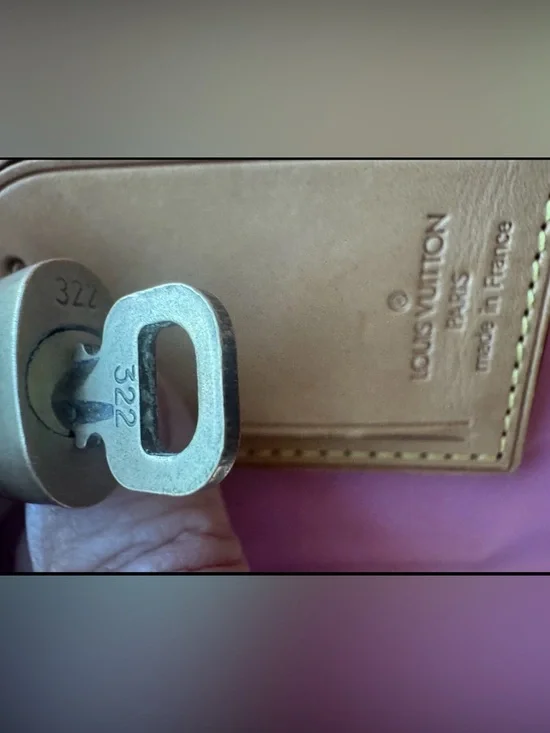 LOUIS VUITTON Vachetta Leather Luggage Tag With LV Lock And Key Set #322 - Picture 3 of 12